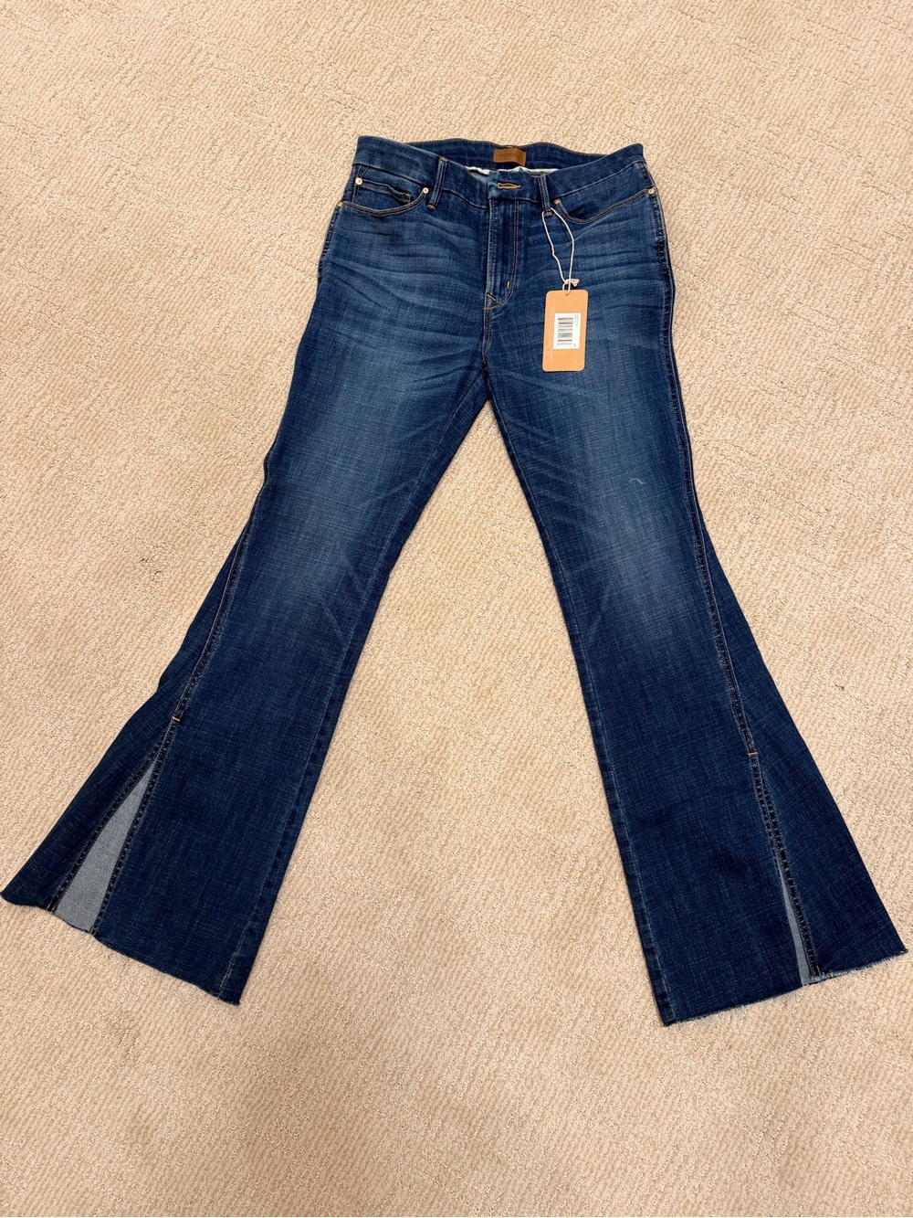 Women's Dark Indigo Flare Jeans with Front Slits
